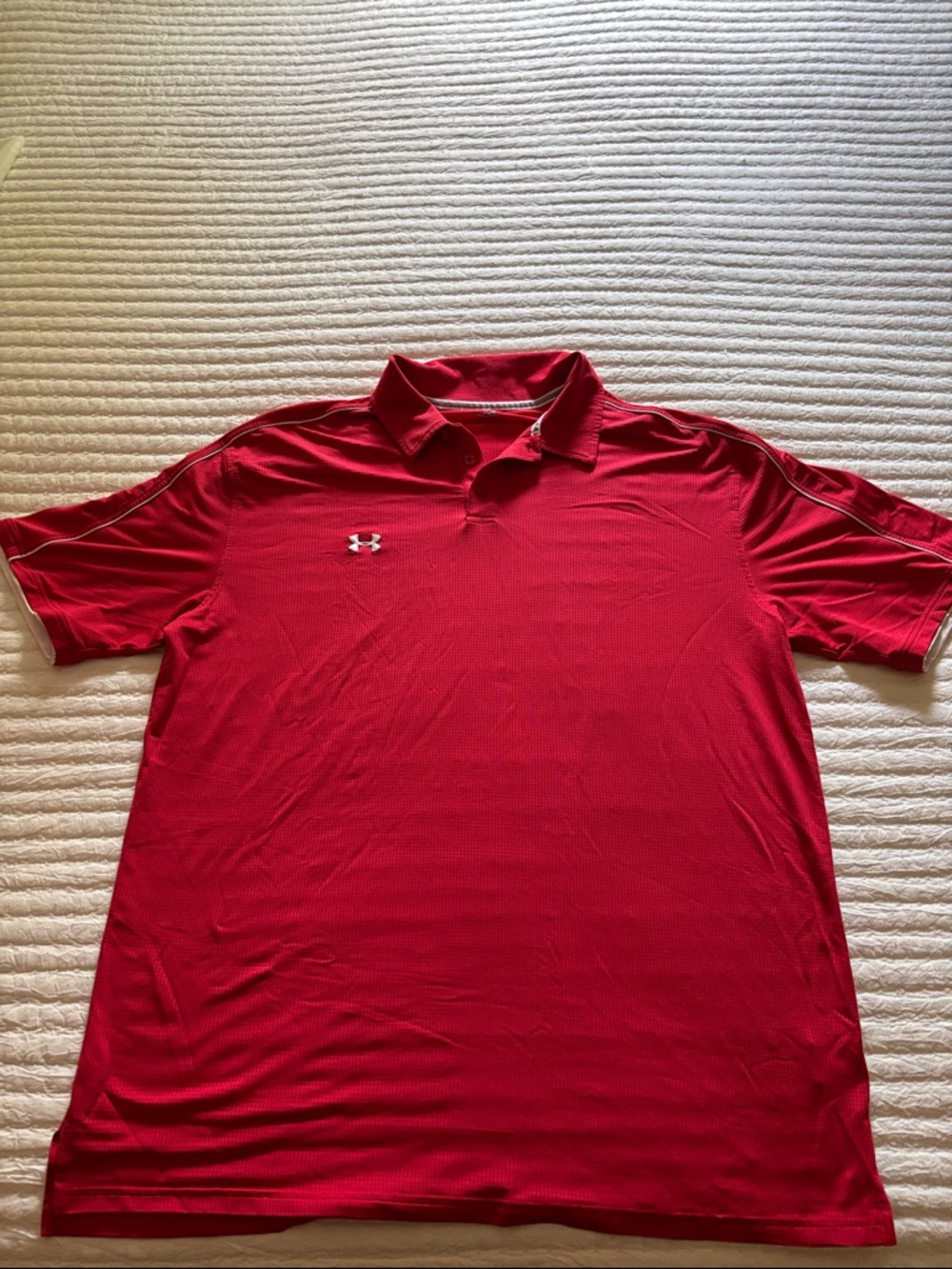 Under Armour Men's Red Polo Shirt with White Logo